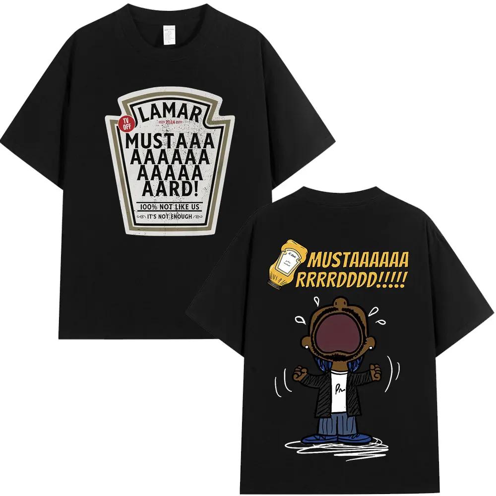 Rapper Kendrick Lamar Mustard Patterned Printed T-shirt for Men, Fashionable Hip-hop Short-sleeved Cotton Casual Short-sleeved