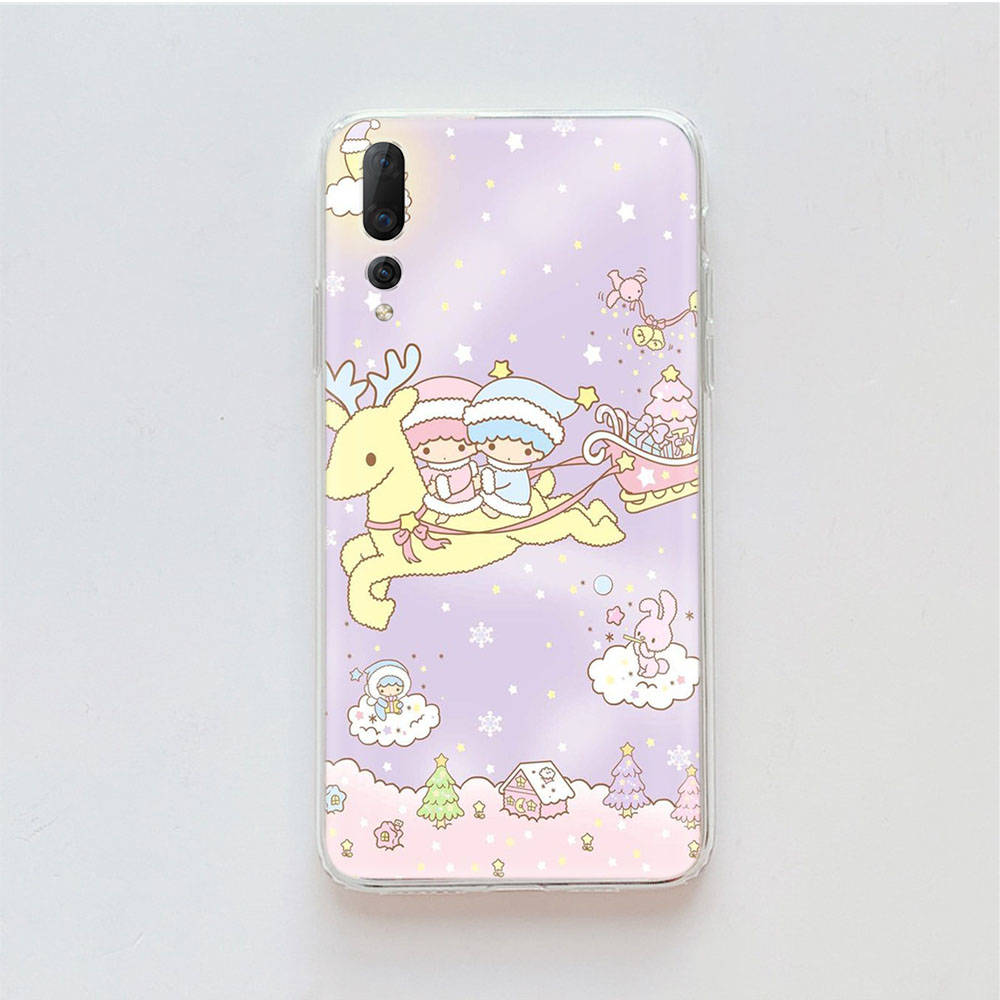 Transparente Hülle für Samsung A04 A14 A23 M33 M53 Realme 10 9 C35 C55 VIVO X80 Infinix Hot 30 Note 11 Tecno Spark 8P Pro L-1 Lovely Little Twin Star