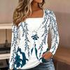 Tops for Women Floral Print Long Sleeve Fake Two‑Piece Top Fall Casual Slim Pullover Women's Long Sleeve Top