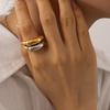 Trendy European & American Cold Style 18K Gold-Plated Titanium Steel Double Arc Ring