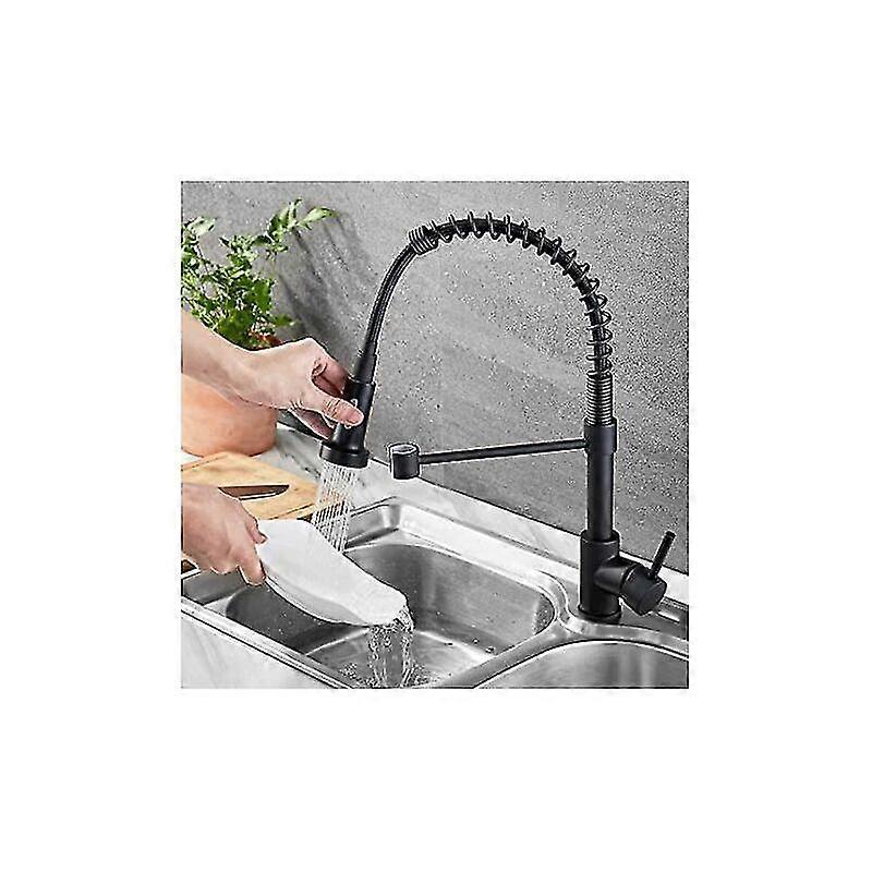 Kitchen Mixer Tap Matte Black Kitchen Faucet with Pull-out Sprayer Black
