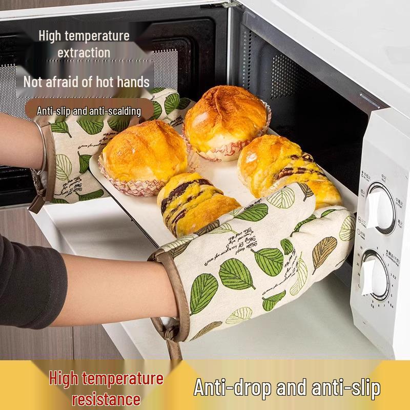 

Термостойкие силиконовые перчатки для пара и выпечки - Защита от ожогов, Нескользящие, для использования на кухне Leaf Pattern Anti-Scald Glove