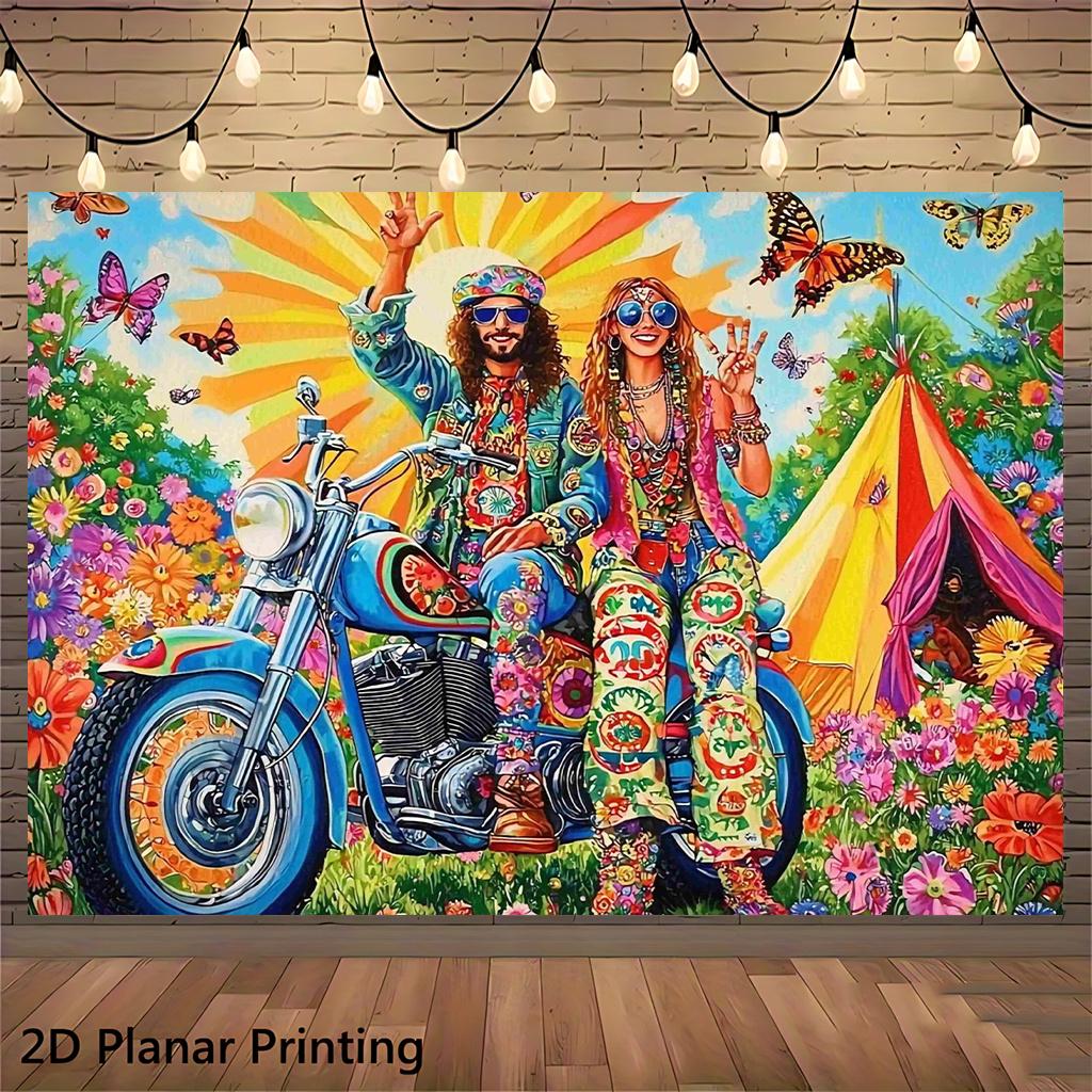 2D plane, 1 piece of Hippie Knight Flower Field Dream, suitable for living room, party venue, young people's room