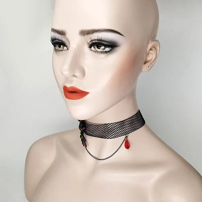 Halloween Scary Spider Blood Sucking Retro Clavicle Female Neckband Lace Necklace Pendant Fashion Jewelry Pendants