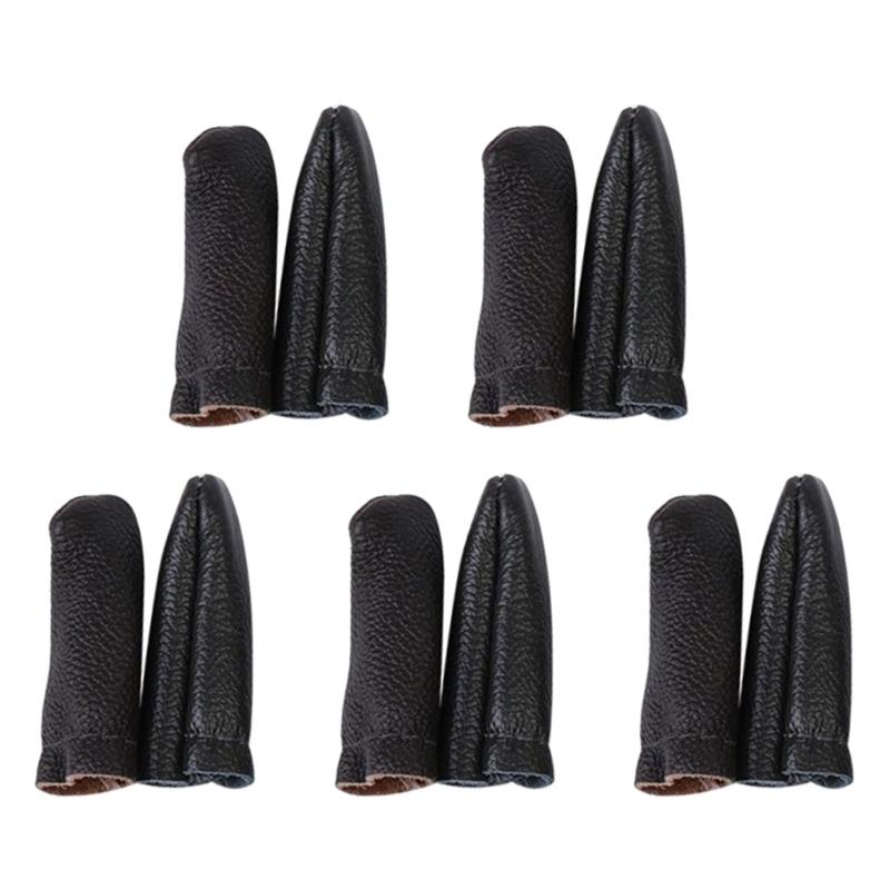 5 Sets/10Sets Leather Finger Protector, Needle Felting Knitting Finger Thimble Finger Cots for Hand Sewing Needlework X3UC