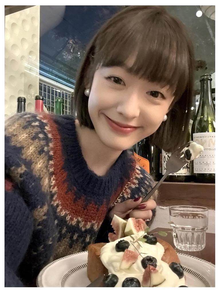 Navy Blue Fair Isle Knit Mohair Sweater for Women - Autumn/Winter Korean Style Christmas Atmosphere Loose Fit