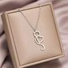 Stainless Steel Necklaces Trending Products Heart Cat Pendant Cute Choker Trendy Fine Chain Charms Necklace For Women Zircon