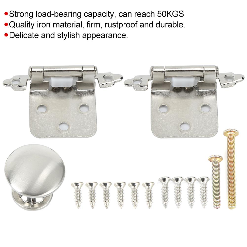 Self Closing Hinges Kit with Round Knob Handle Folding Hardware Accessory for Trailer RV Furniture