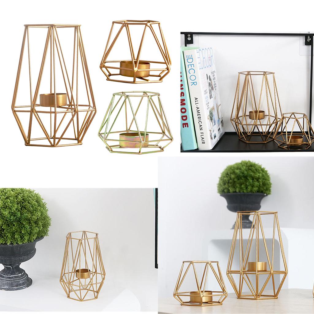 3D Geometric Iron Art Candle Holder Modern Votive Candle Stand Tea Light Decor for Wedding Centerpiece