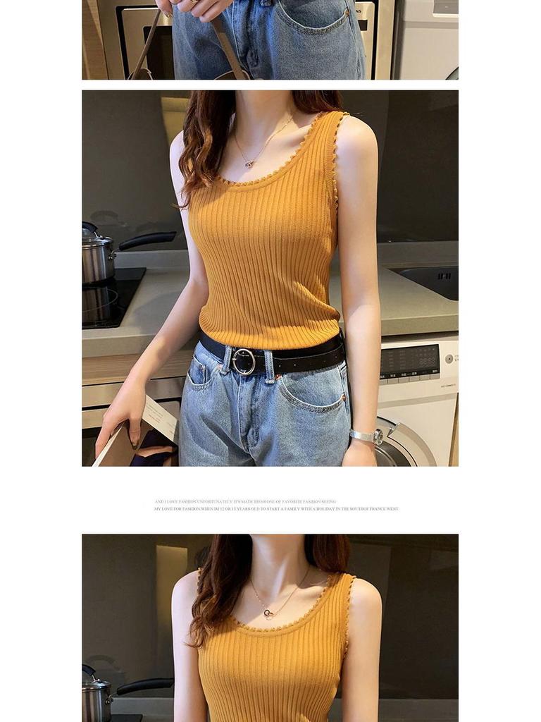 Ice Silk Knitted Women's Slim Fit Summer Camisole - Korean Style Sleeveless Top