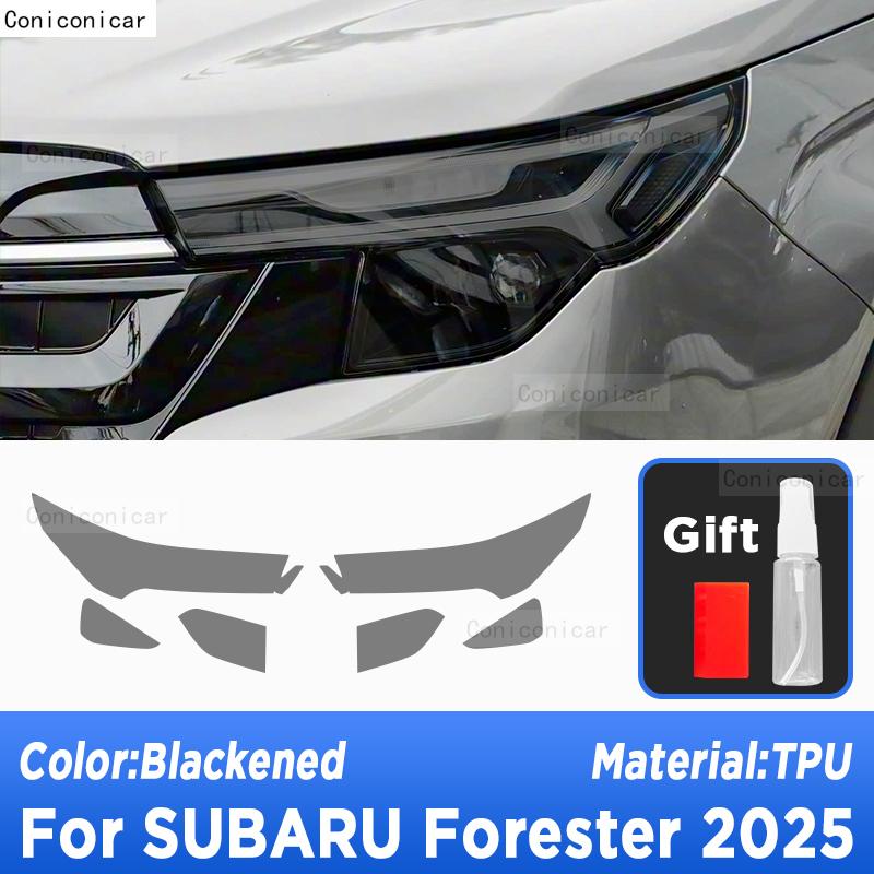 For SUBARU FORESTER 2025 Car Exterior Headlight Anti-scratch Front Lamp Tint TPU Protective Film Cover Repair Accessories Smoked black