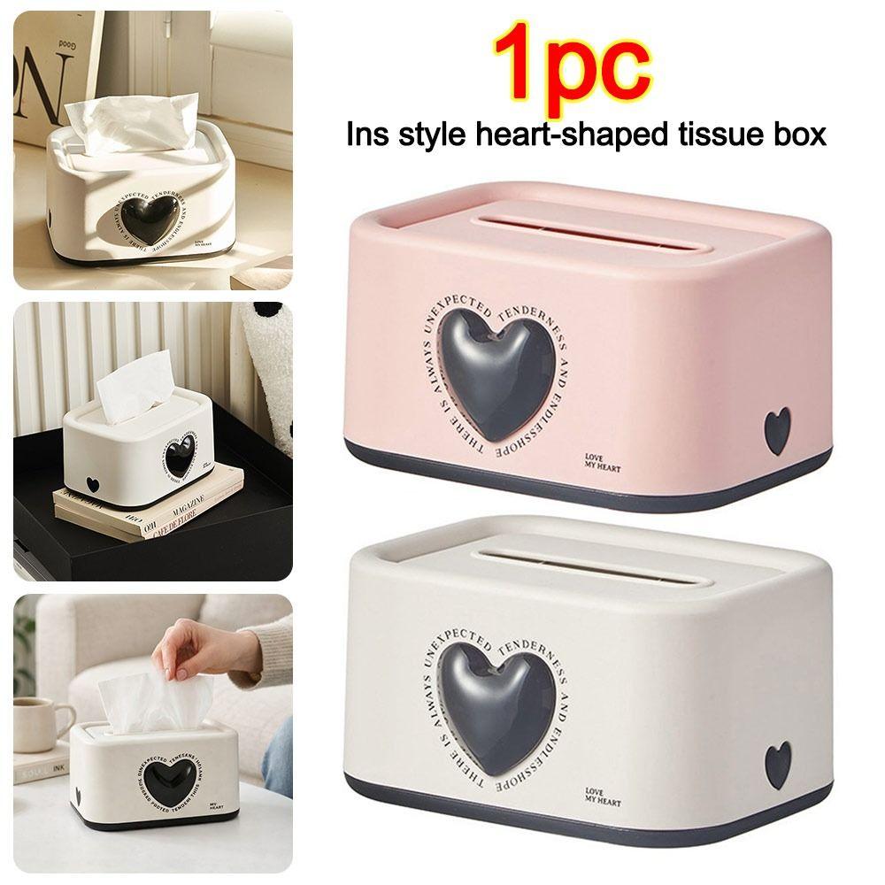 Scatola di fazzoletti da scrivania di grande capacità Design a forma di cuore Impermeabile Scatola di fazzoletti per tavolino Sollevamento automatico con molla