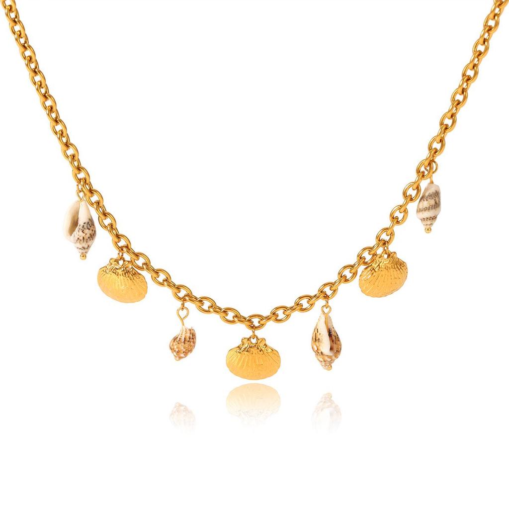 Edelstahl Ozean Stil Seestern und Muschel Halskette & Armband Set für Frauen