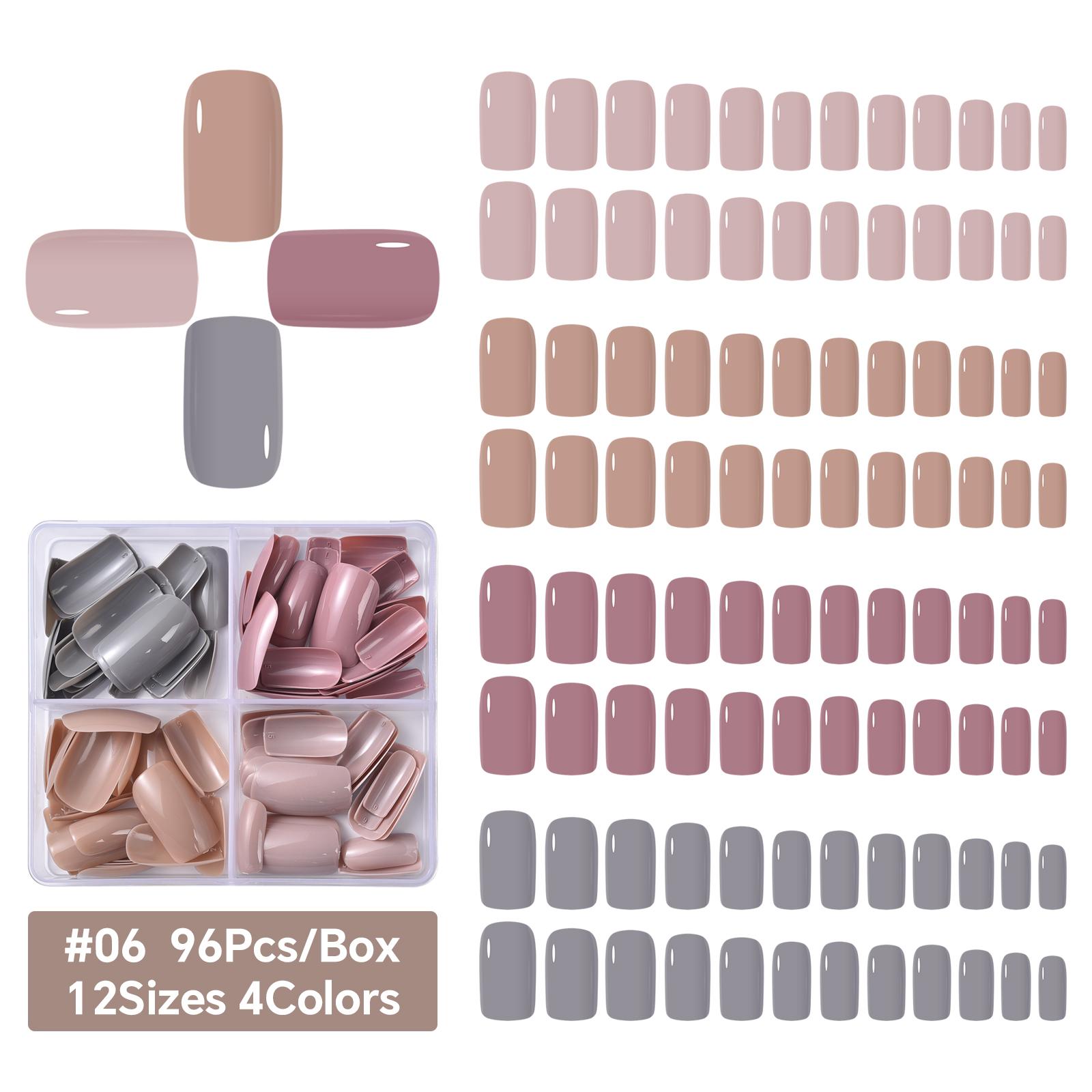 

96 шт./кор. короткие круглые квадратные накладные ногти балетная одежда пресс-накладные ногти смешанные цвета полное покрытие накладные ногти набор искусственных типсов
