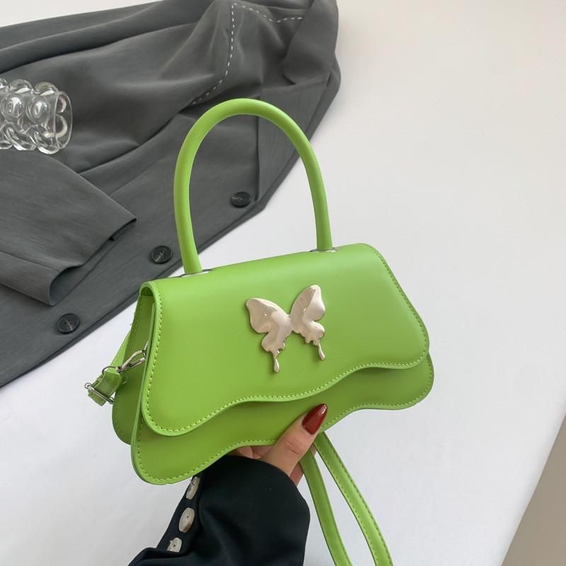 Stylish Small Square Crossbody Bag For Women With Unique Butterfly Design In Black White Pink Green Silver