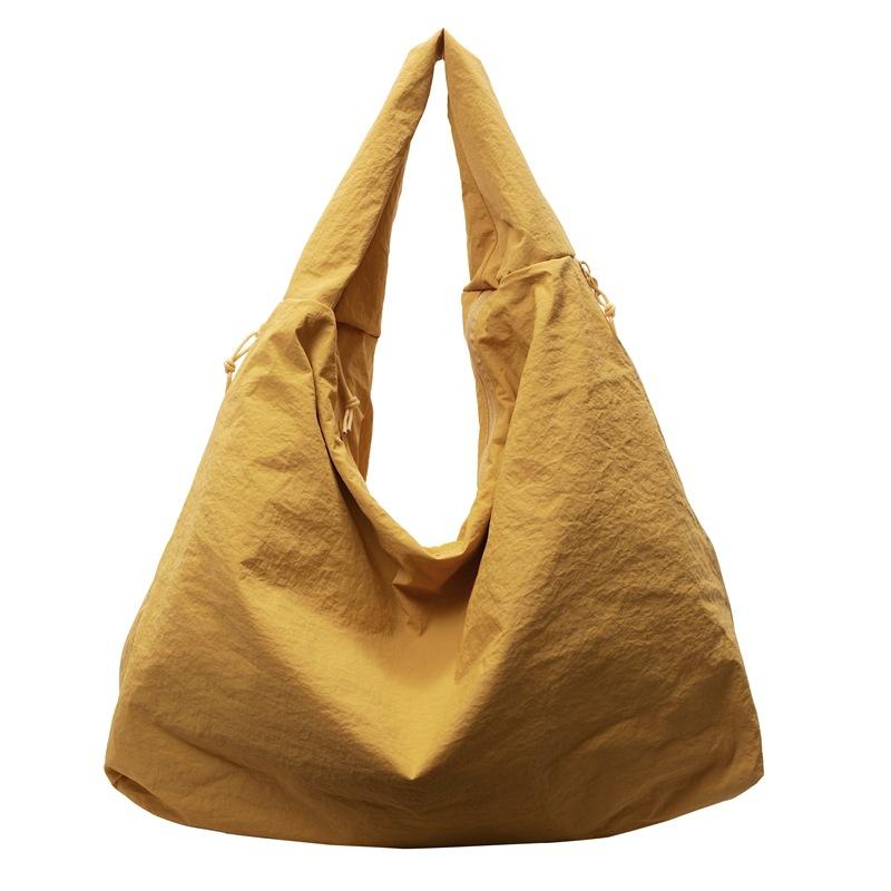 Shoulder bag large-capacity shopping bag new solid color simple nylon bag travel bag casual cloth bag