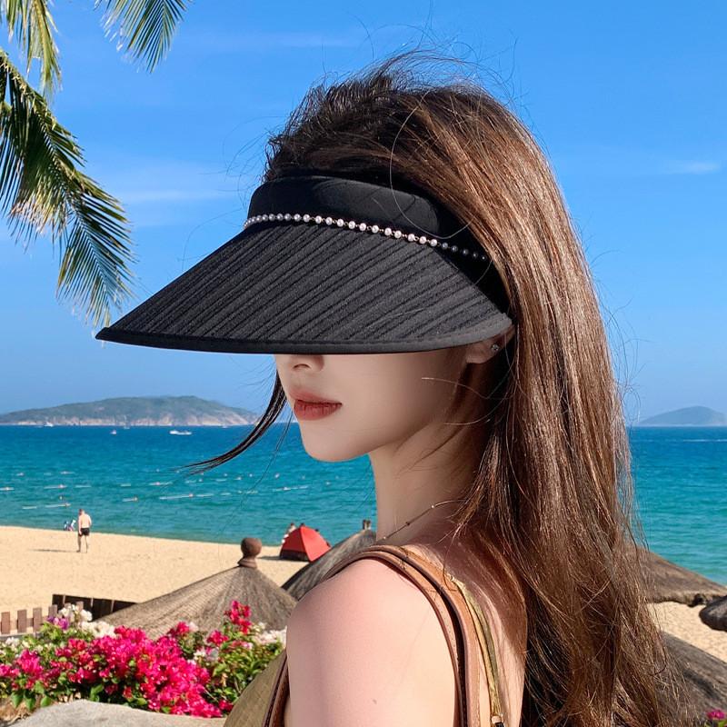 Summer Outdoor Sun Hat With Pearl Embellishments For Women Sun Protection And Breathability