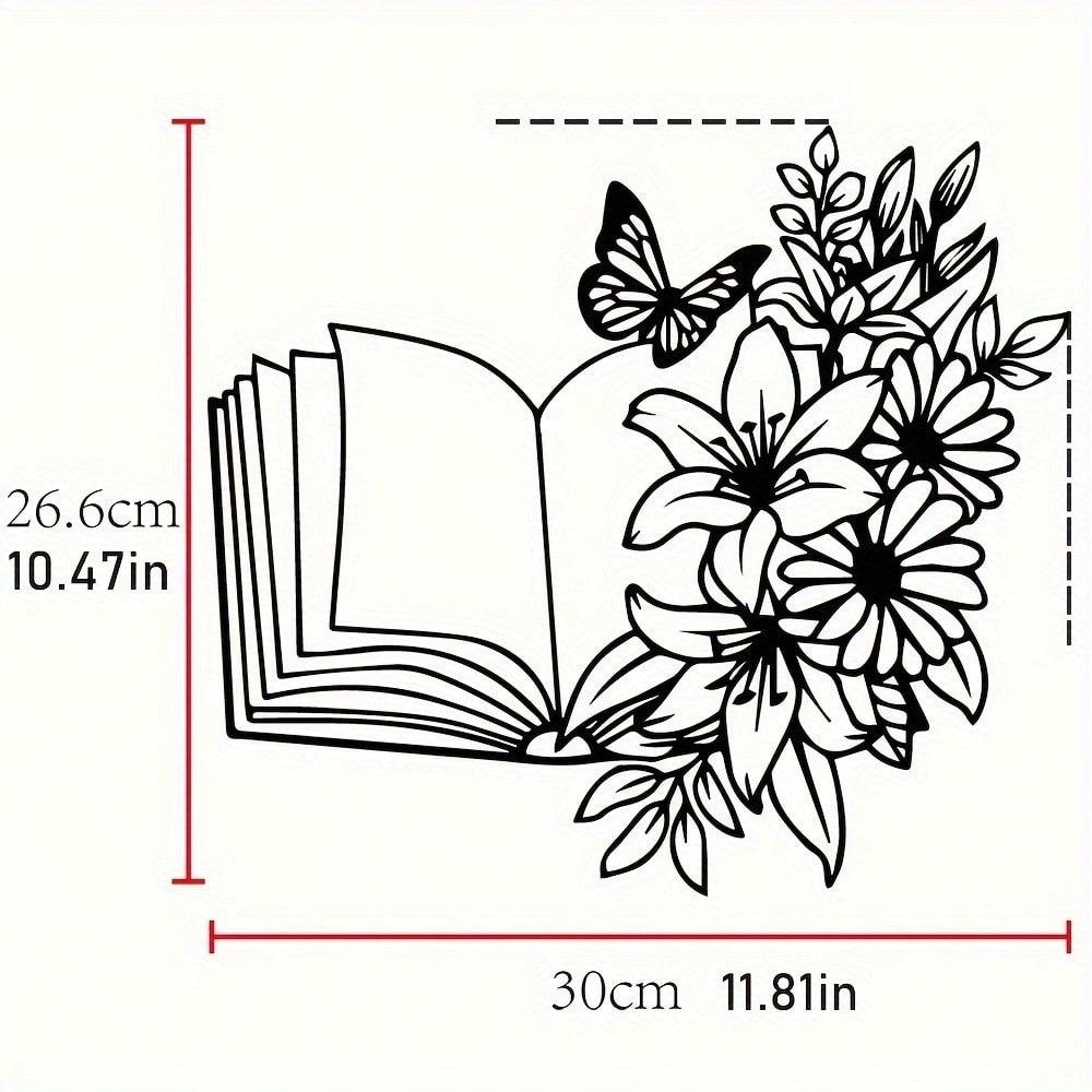 

Metal Wall Art Book and Floral Design Geometric Home Office Decor Abstract Sculpture Unique Gift разноцветный
