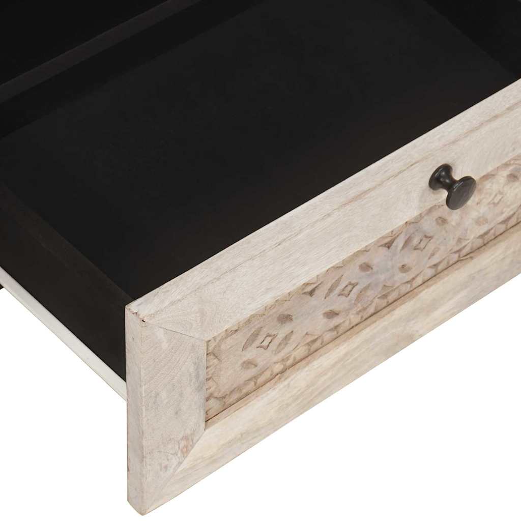 TV Stand Bleached White 80 x 33 x 46 cm Solid Mango Wood
