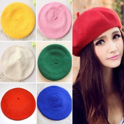 Classic Solid Color Winter French Style Beret Artist Hat Casual Women Gift