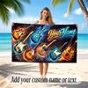Music Guitar Theme Beach Towel Personalized Custom Name & Text Soft Quick Dry Beach Towel for Swimming Travel