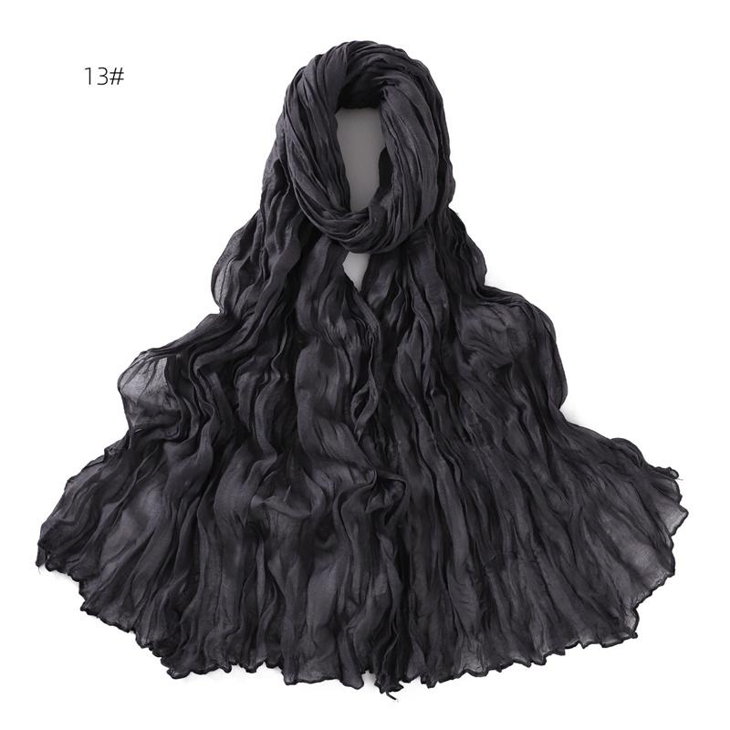 85 * 180cm Wrinkled Cotton And Line Designer Scarf Head Hijab Wrap Women Shawls Femme Lady Headband Muslim Hijabs Ramadan