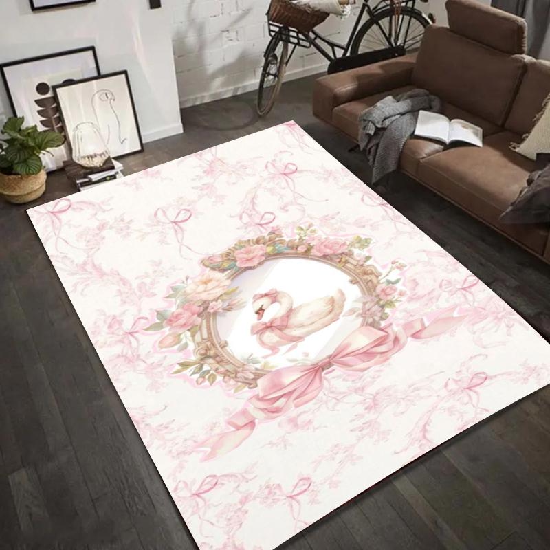 

Cartoon Animal Print Area Rug Cute Bowknot Floor Mat Non-Slip Carpet for Kids Room Home Decoration Living Room Bedroom Carpet 30x50cm