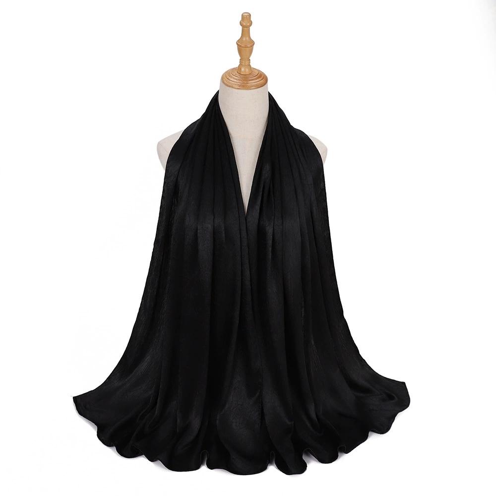 Woman Malaysia's Model Imatation Silk Smooth Satin Long Scarf Head Cover Muslim Hijab Shawls Lady Turban