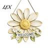 Patio Hanging Ornament Wooden Welcome Sign, Rustic Door 2D Daisy Butterfly Print, Spring Hanger Halloween Thanksgiving Easter Seasonal Holiday