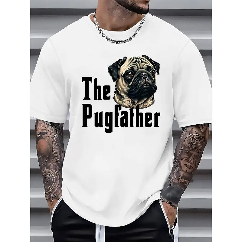 

Европейские размеры Мужская повседневная футболка с принтом Крестный отец мопса , Летняя мужская футболка с круглым вырезом и коротким рукавом S белый