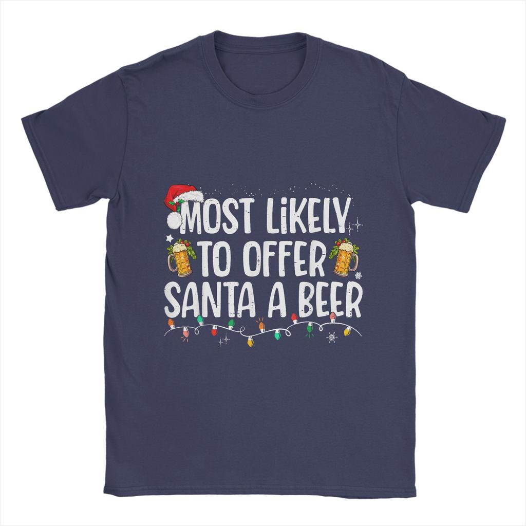 Funny Christmas and beer T-Shirts Men O Neck 100% Cotton T Shirts  Short Sleeve Tees Summer Clothes