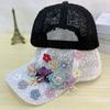 Breathable Mesh Baseball Hat Flower Decor Outdoor Sun Hat Floral Lace Baseball Cap  For Women Girls