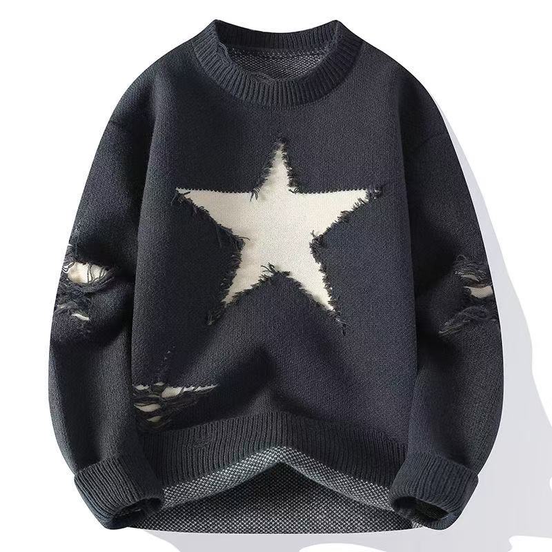 Vintage Men's Winter Loose and Thick Round Neck Knitted Casual Men's Sweater