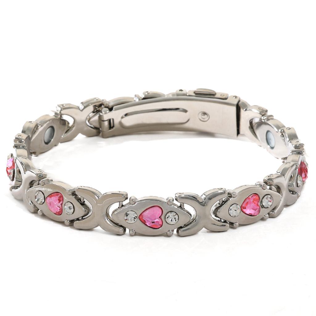 Ladies Detachable Energy Magnetic Bracelet Eco Friendly Rhinestone Adjustable Bangle