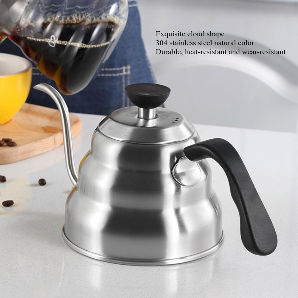 304 Stainless Steel Pour Over Coffee Kettle, Cloud Drip Kettle Long Spout Temperature Control for Drip Coffee Brewing KFS-007