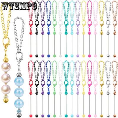 Beadable Keychain Bars Kit Blank Keychain Bars for Beads DIY Beaded Keychains Making Kit for DIY Crafts Pendents Charms Making Supplies