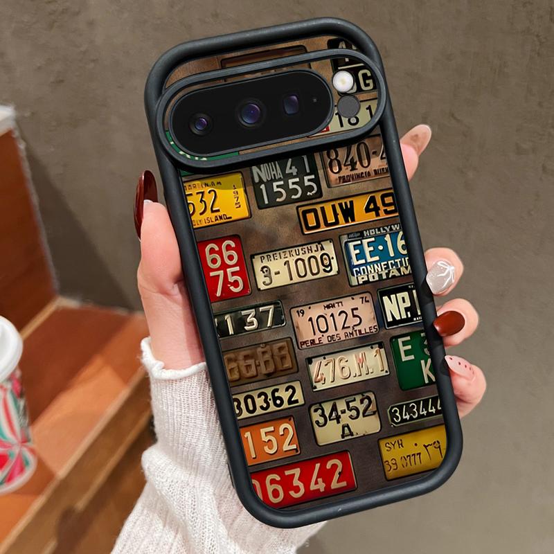 Retro License Plate TPU Case For Google Pixel 10 8 7 Pro Pixel 10 9 Pro XL Shockproof Silicone Cover For Google Pixel 9A 7A 8A