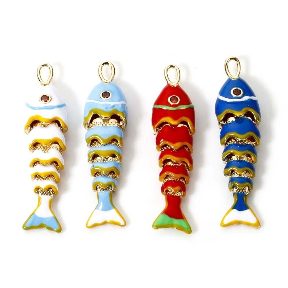 3D Plated Enamel Fish Charms Carp Drip Oil  Fish Bag Pendant Movable Mini Metal Fish  Key Ring