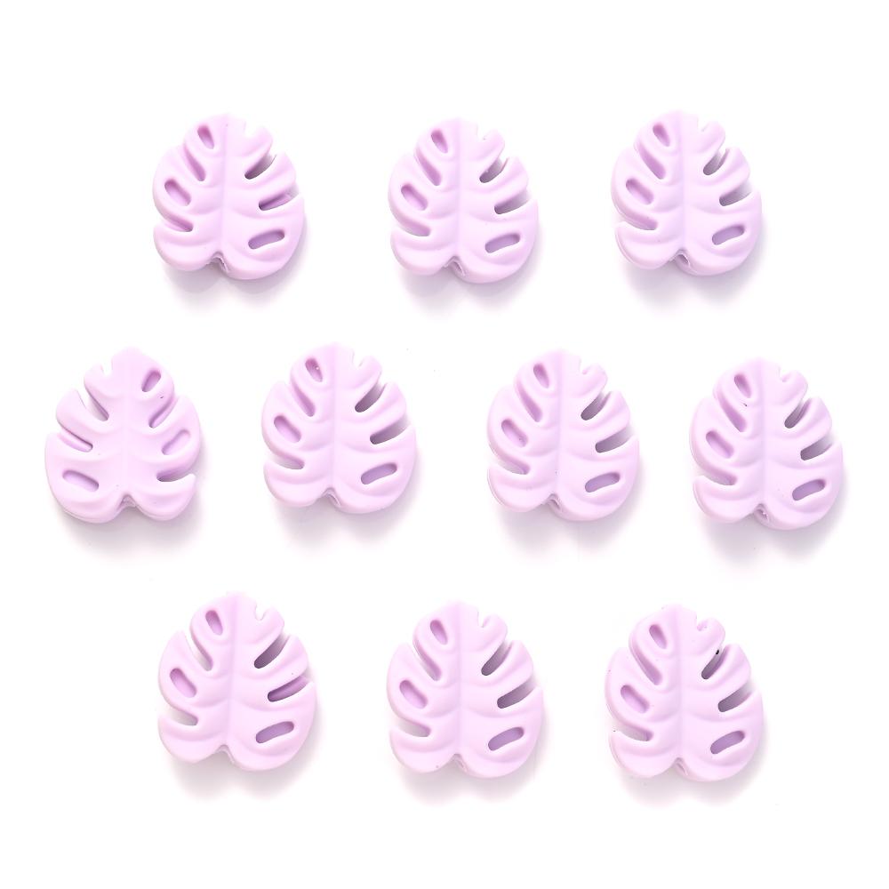 10Pcs Cartoon Leaf Silicone Beads Baby Teether Toy Infant Pacifier Chain Chewable Nursing Teether For DIY Handmade Accessories