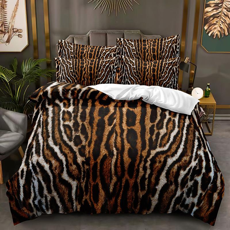 Leopard Print Texture Series Three-Piece Set, Duvet Cover, Grinding Kit Digital Printing