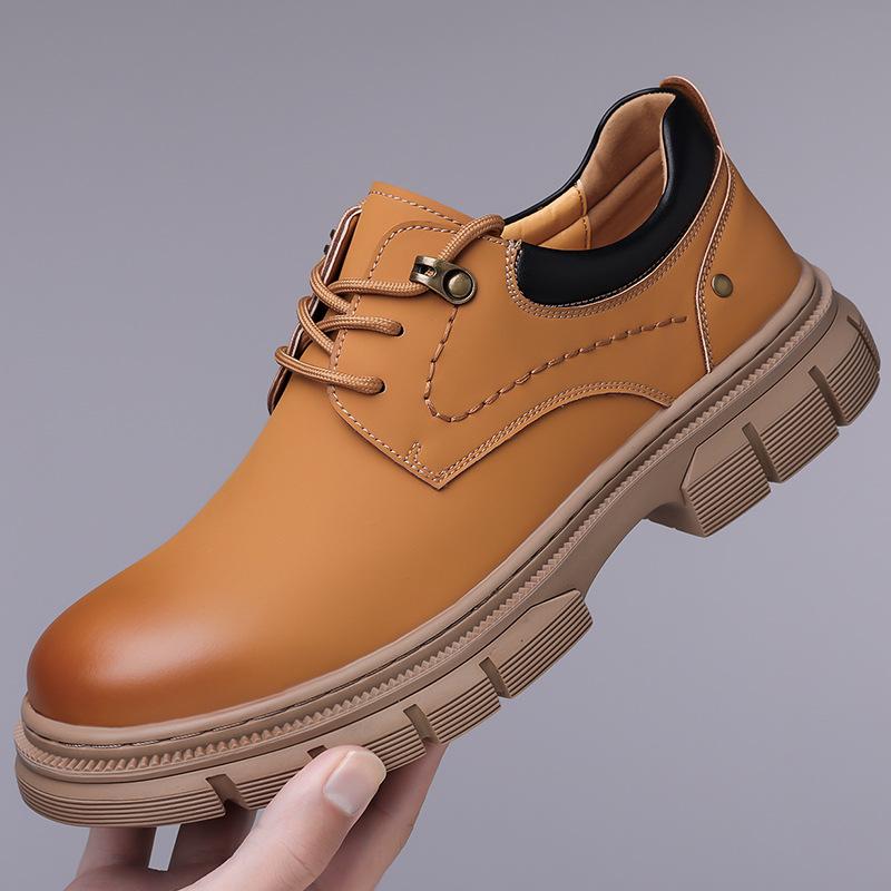 2024 autumn and winter new men's handmade online casual lace-up leather shoes men's platform retro tooling big head shoes A195