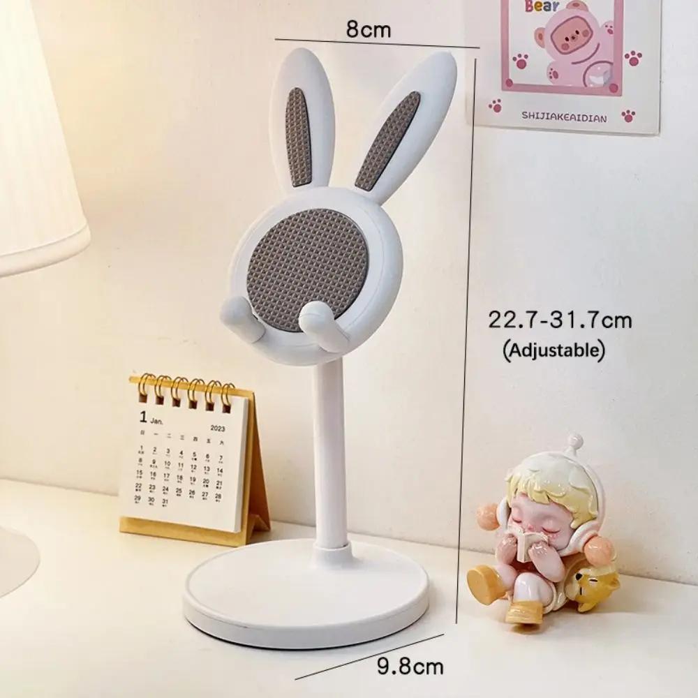 Cute Rabbit Phone Holder Stand Desktop Angle Height Adjustable Bunny Phone Stand for Selfie Watch Drama Support Bracket