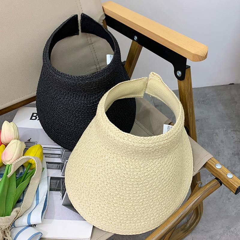 Women Summer Straw Woven Sun Hat With Big Brim And Uv Shield For Beach Outdoor