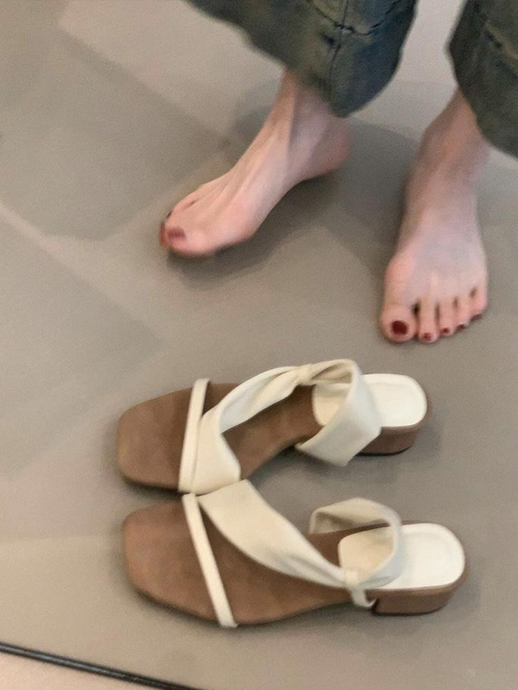 Versatile but not tired feet thick heel Roman sandals women's new open-toed high heels French sandals
