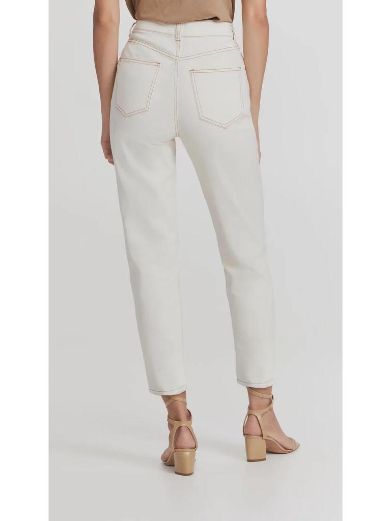 Yellow Floral High-Waist Slim Light Apricot Denim Nine-Point Jeans for Women - 2025 European & American Spring Style.