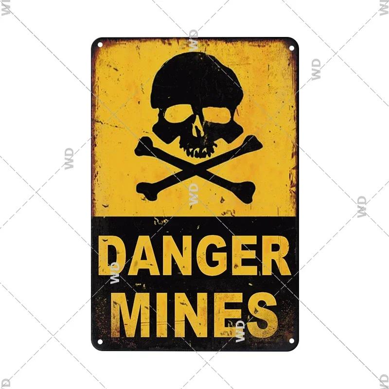 CautionCharm Vintage Metal Plaque - Warn Slogan Design - Great for Door, Factory & Home Wall Decor - Retro Caution Sign Poster