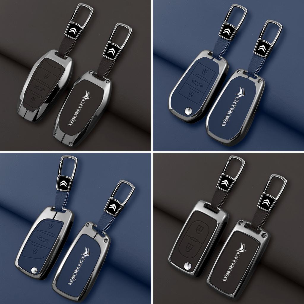 YKFEA1 Zinc Alloy Leather Car Key Case Cover For Citroen C1 C2 C3 C4 C5 C6 C4L Berlingo Picasso Jumpy Nemo Aircross Sega C5 X VTS C3 XR