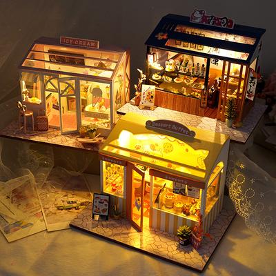 Doll House Minature Dollhouse Accessories Window Furniture Lighting Kit Puzzle Building for Children Toys Birthday Gift