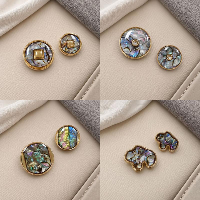 Abalone Shell Gold Trim Sewing Buttons Glossy Surface Durable Build For Coat Blazer Diy Sewing Craft Projects