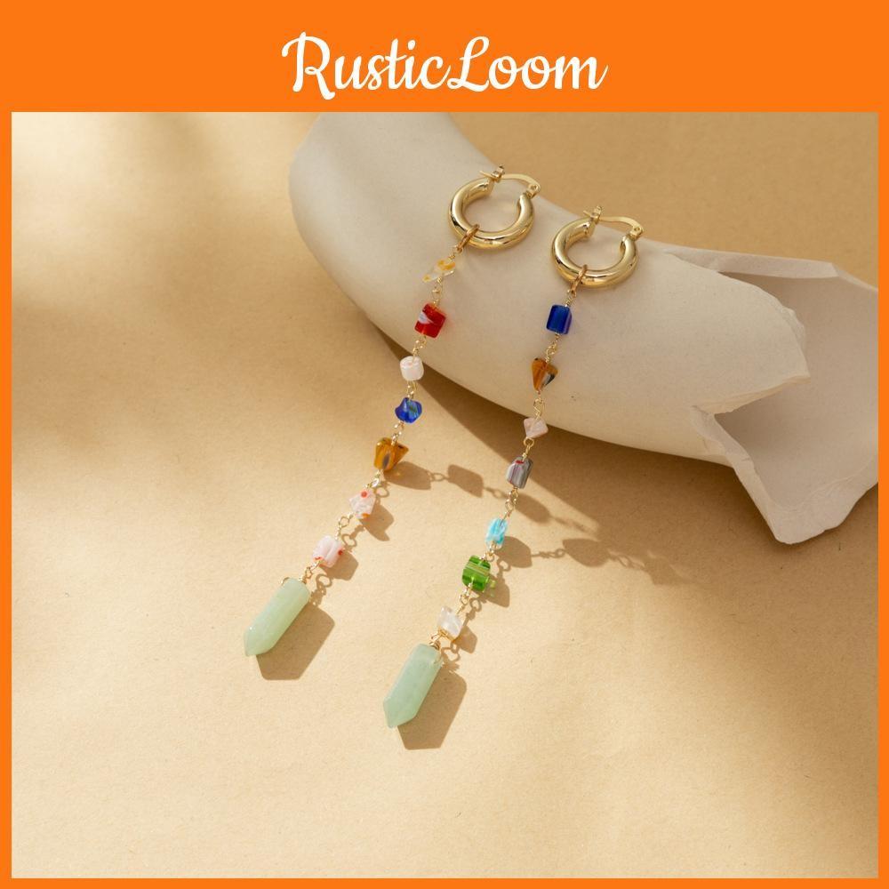 Exquisite Natural Geometric Stone Earrings With Trendy Chain Elements For Women Fashionforward